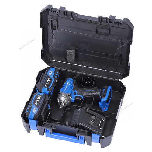 NE802K Гайковерт аккумуляторный 1/2&amp;quot;, 21В, 500 Нм с двумя 4A аккум. и зар. уст-вом, в кейсе
