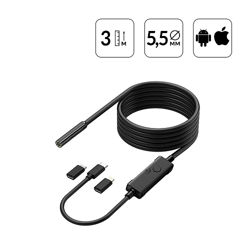 IC-V553 Видеоэндоскоп USB, 2Мп, 1920x1080, 3м, 5.5 мм зонд iCartool